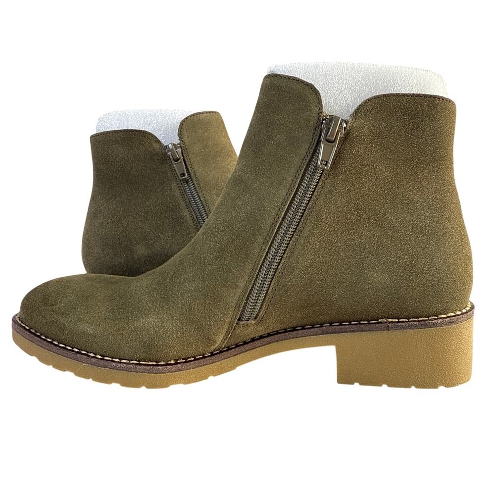 VANELi Ankle Boots Hadia Womens 7.5 Suede Khaki Nival Double Side Zip 311539 - Picture 3 of 12